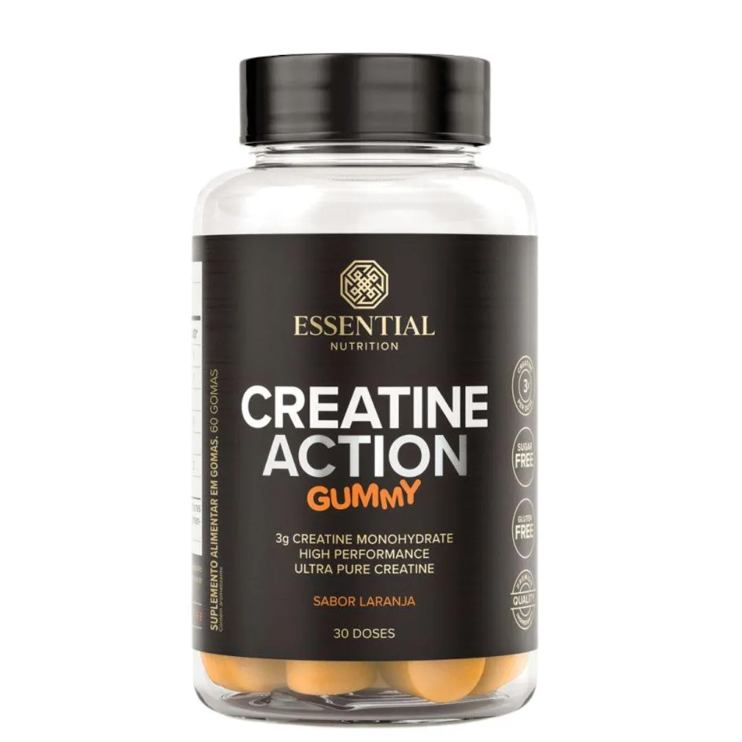 Creatine Action Gummy Laranja 60un - Essential Nutrition