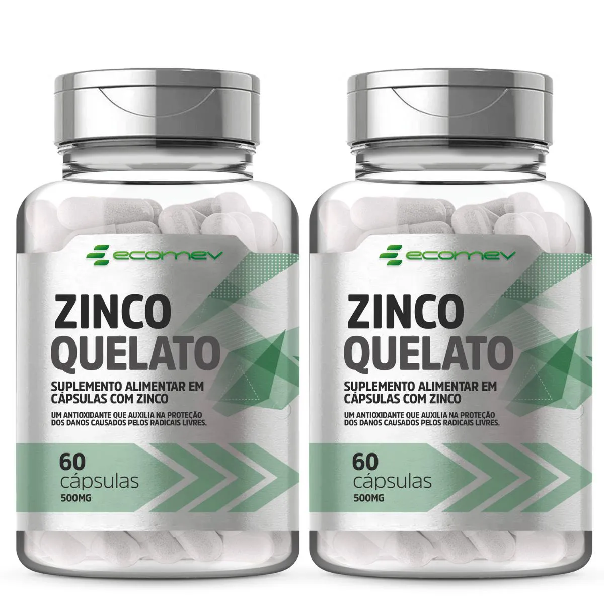 2x Zinco Quelato 400mg 60 cápsulas Ecomev