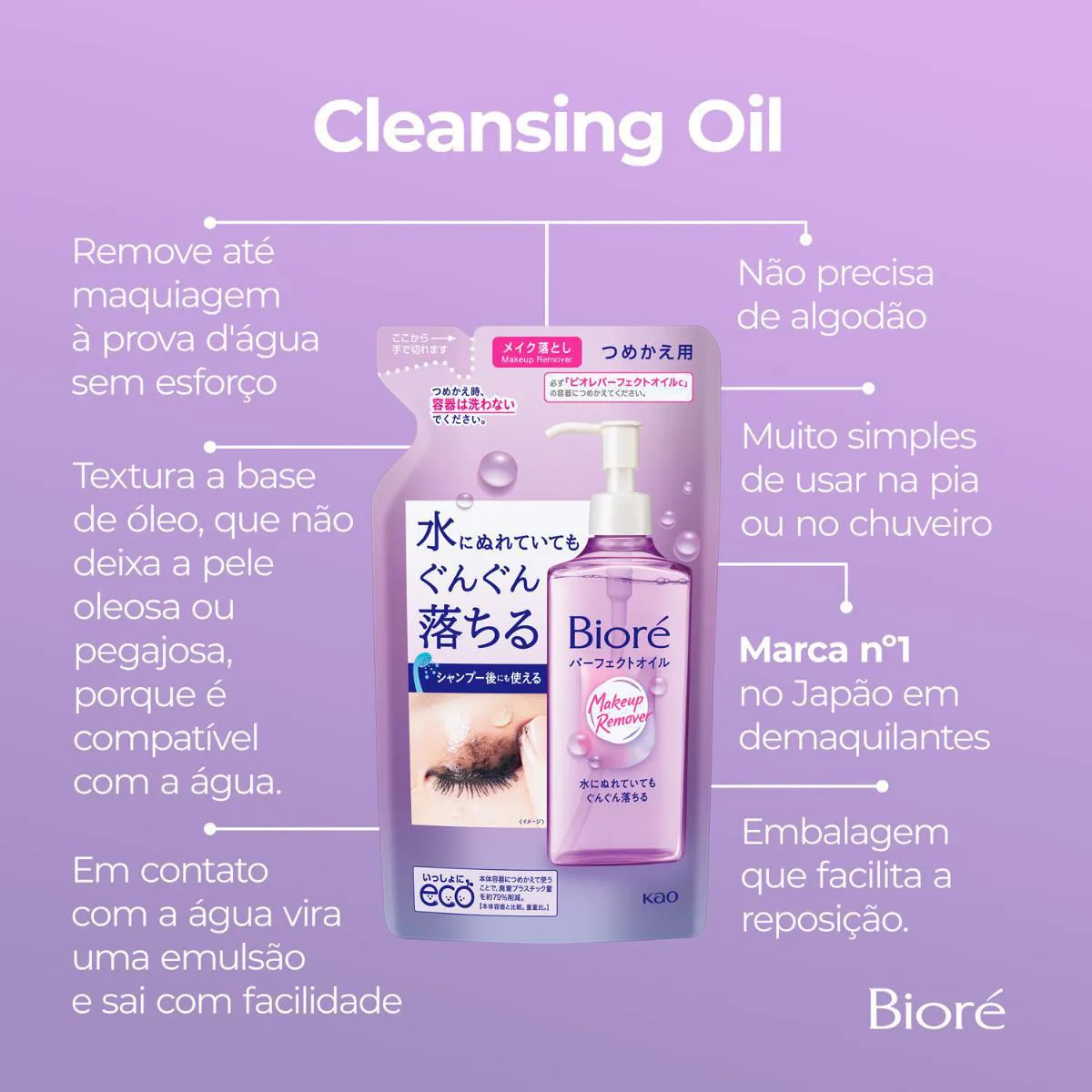 Óleo de Limpeza Demaquilante Bioré Cleansing Refil 210ml
