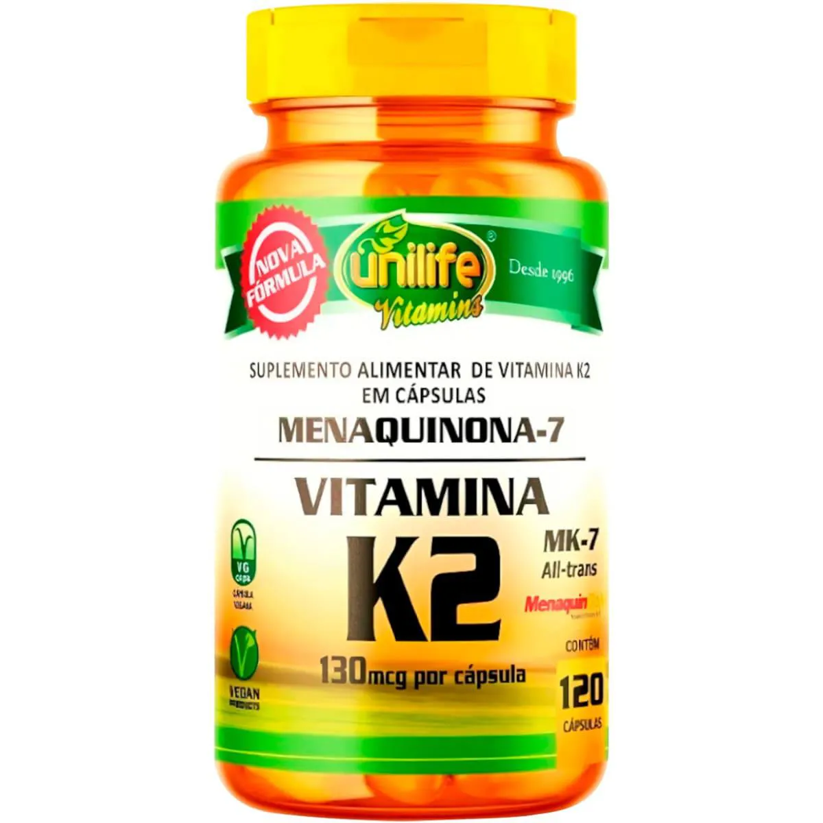 Vitamina K2 Mk7 Menaquinona 120 Cápsulas Unilife
