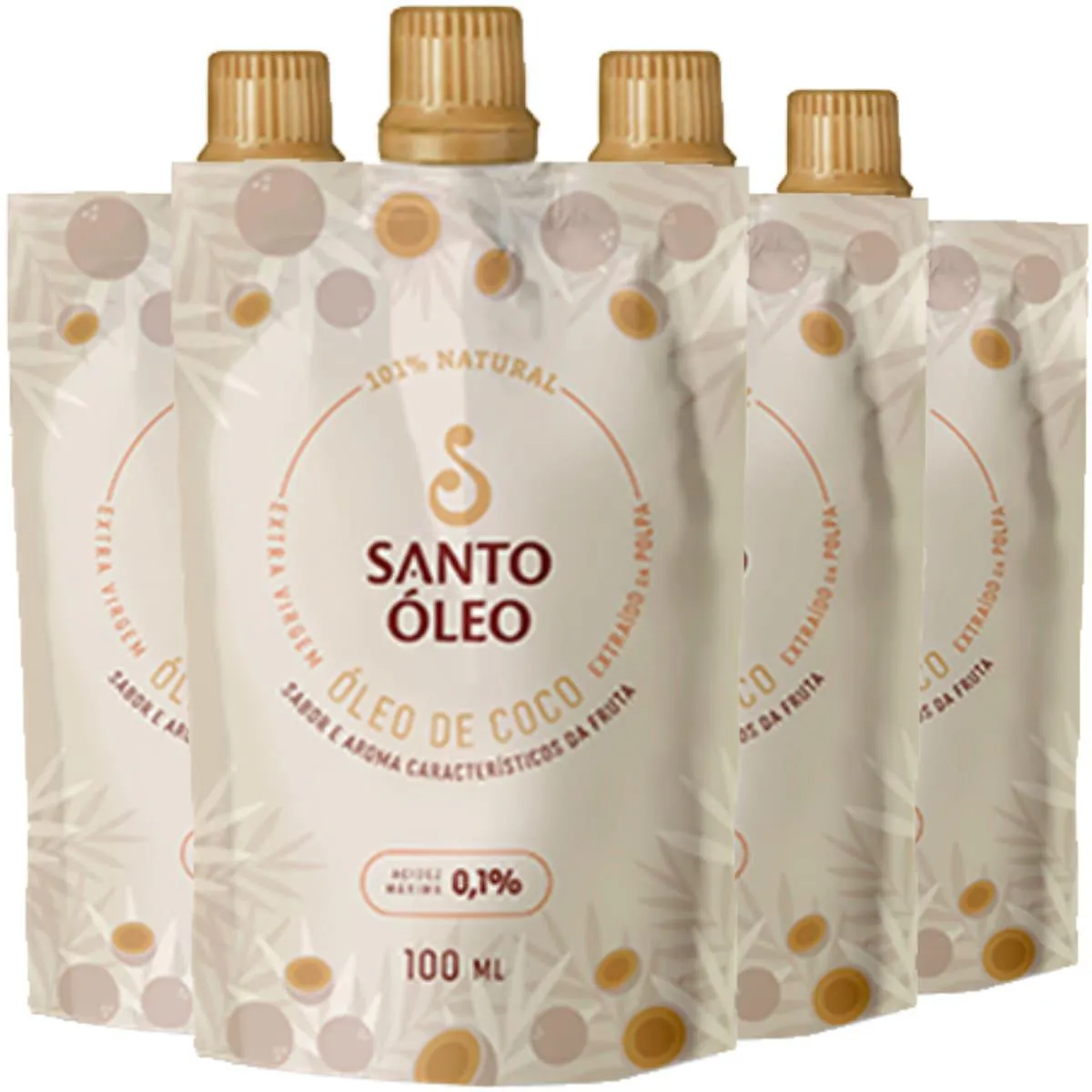 Óleo de Coco Extravirgem Polpa 4 X 100ml Santo Óleo
