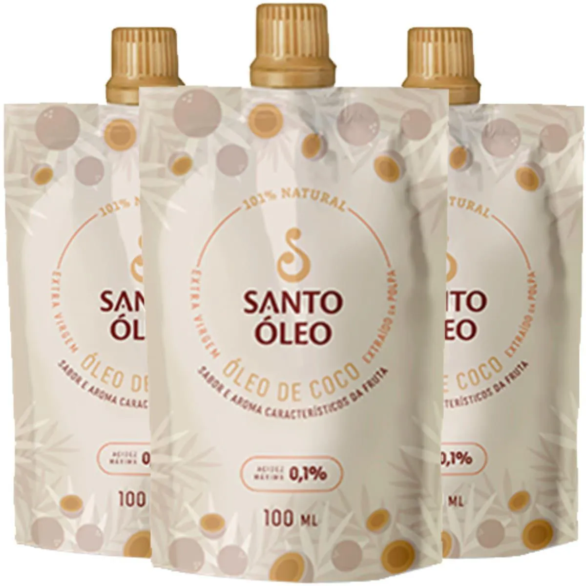 Óleo de Coco Extravirgem Polpa 3 X 100ml Santo Óleo