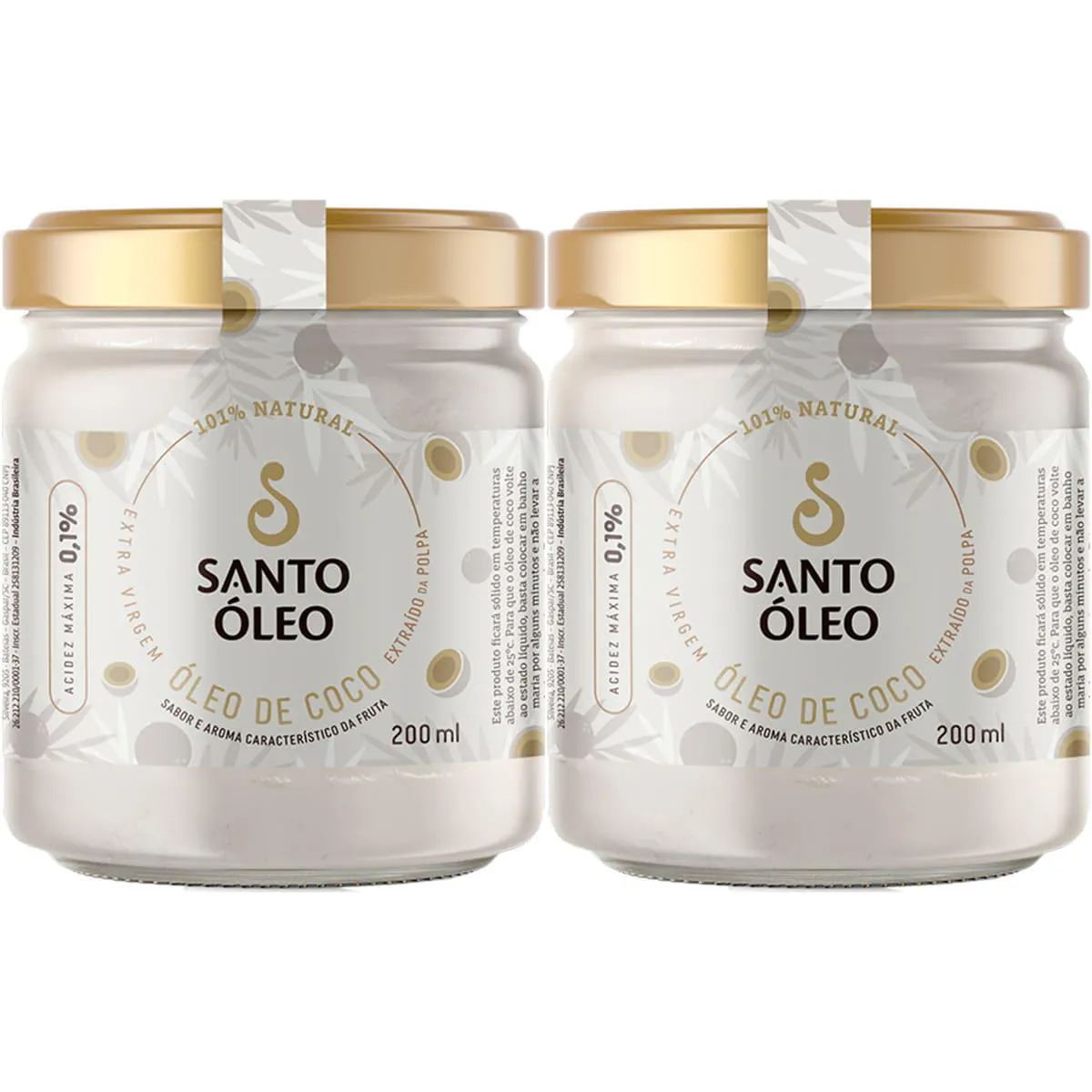 Óleo de Coco Extravirgem Polpa 2 X 200ml Santo Óleo