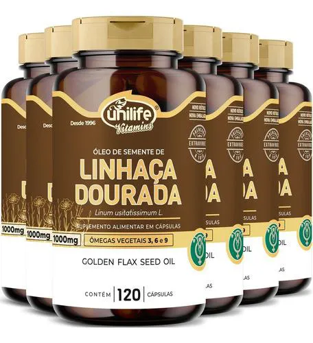 Óleo de Linhaça Dourada 6 X 120 cápsulas Unilife