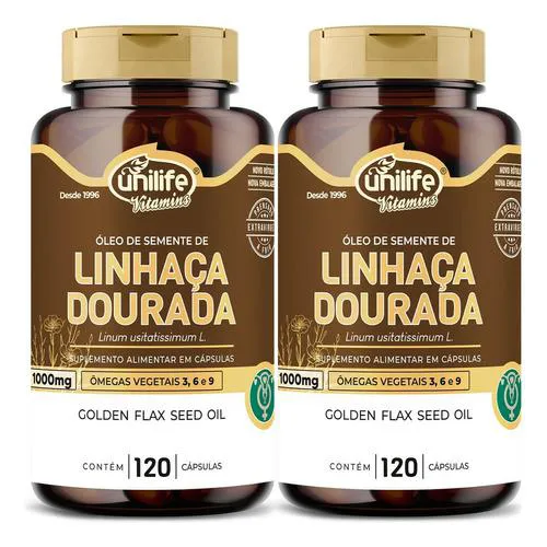 Óleo de Linhaça Dourada 2 X 120 cápsulas Unilife