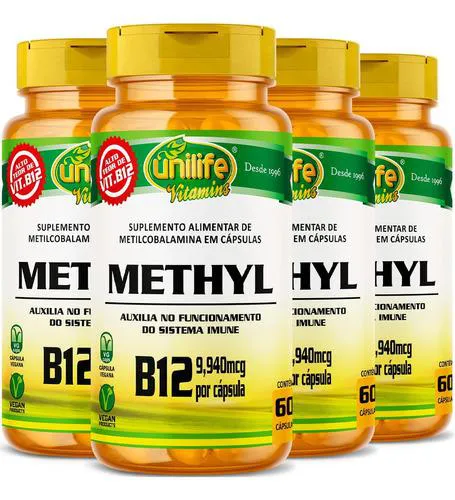 Vitamina B12 Metilcobalamina 4 X 60 Cápsulas Unilife