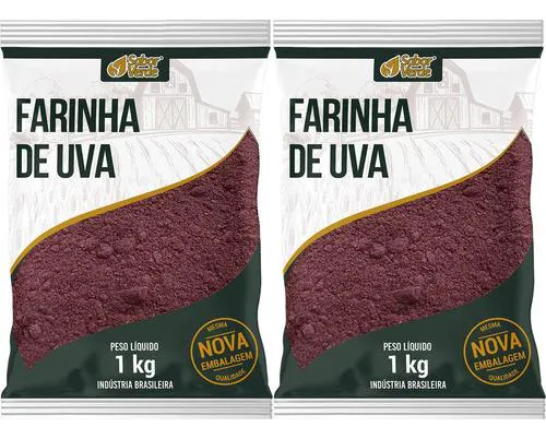 Farinha de Uva Pura 2 X 1kg Sabor Verde
