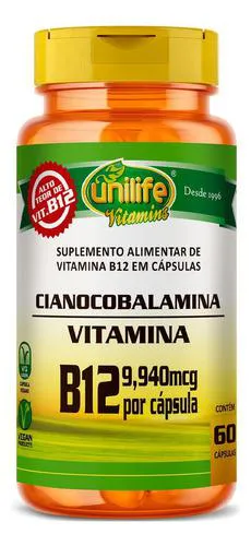Vitamina B12 Cianocobalamina 60 cápsulas Unilife