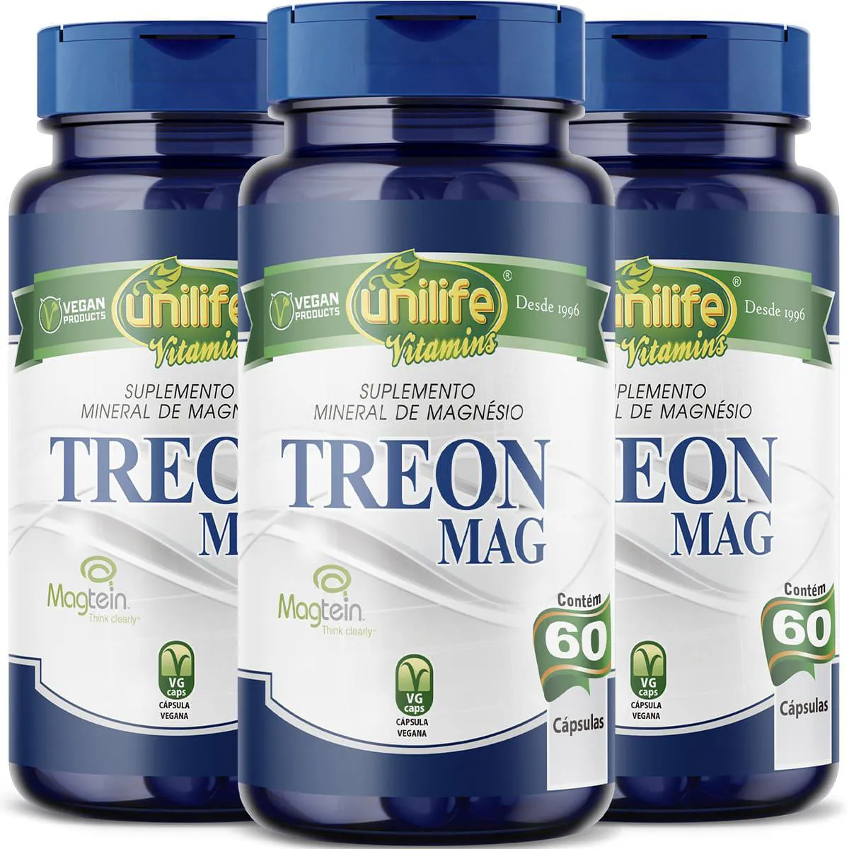 Magnésio Treonato Treon Mag 3 X 60 cápsulas Unilife