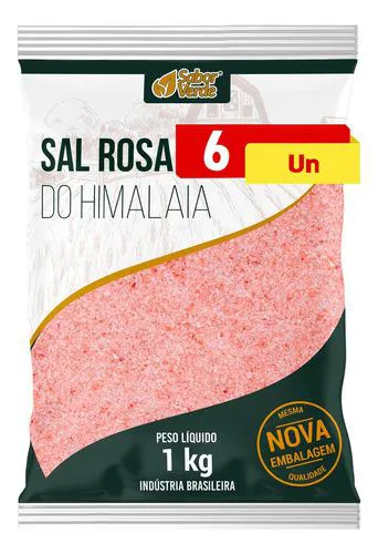 Sal do Himalaia 6 X 1kg Sabor Verde