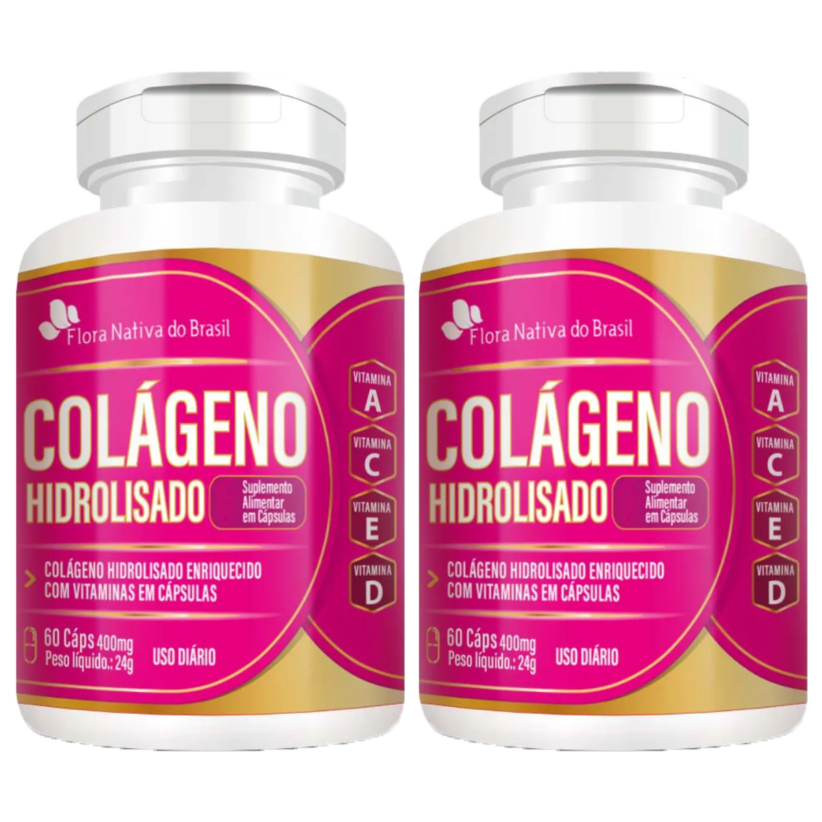 Colágeno Hidrolisado 400mg 2 X 60 cápsulas - Flora Nativa