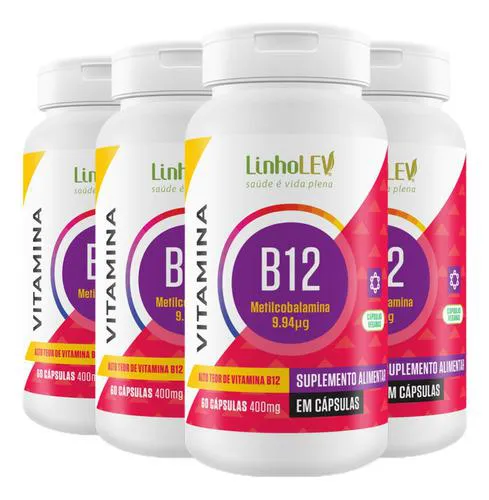 Kit 4 Vitamina B12 Metilcobalamina 60 Capsulas - Linho Lev