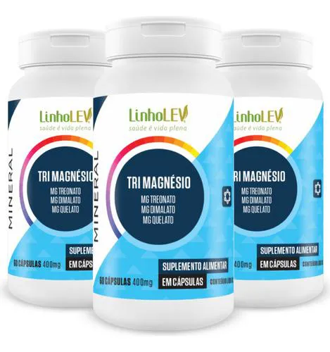 Kit 3 Tri Magnesio 60 Capsulas - Linho Lev