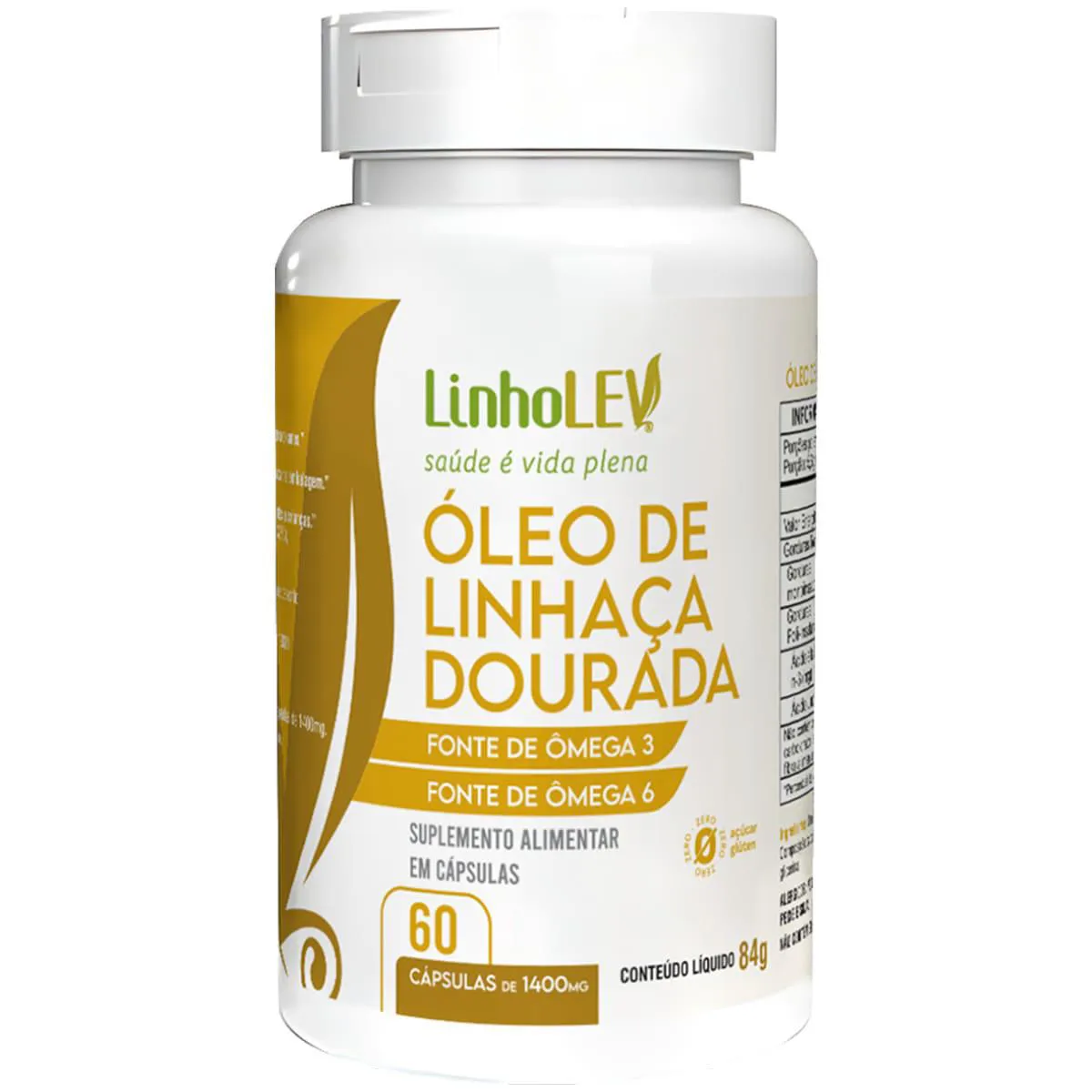 Linhaça Dourada Ômega 3, 6 e 9 1000mg 60 cápsulas - Linho Lev