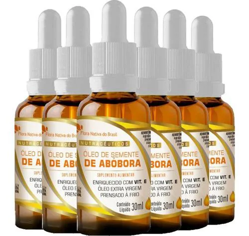 Óleo de Semente de Abóbora em Gotas 6 X 30ml Flora Nativa