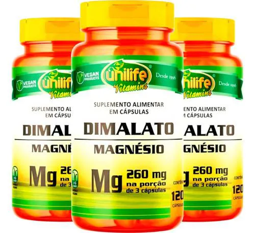 Magnésio Dimalato 3 X 120 Cápsulas Unilife