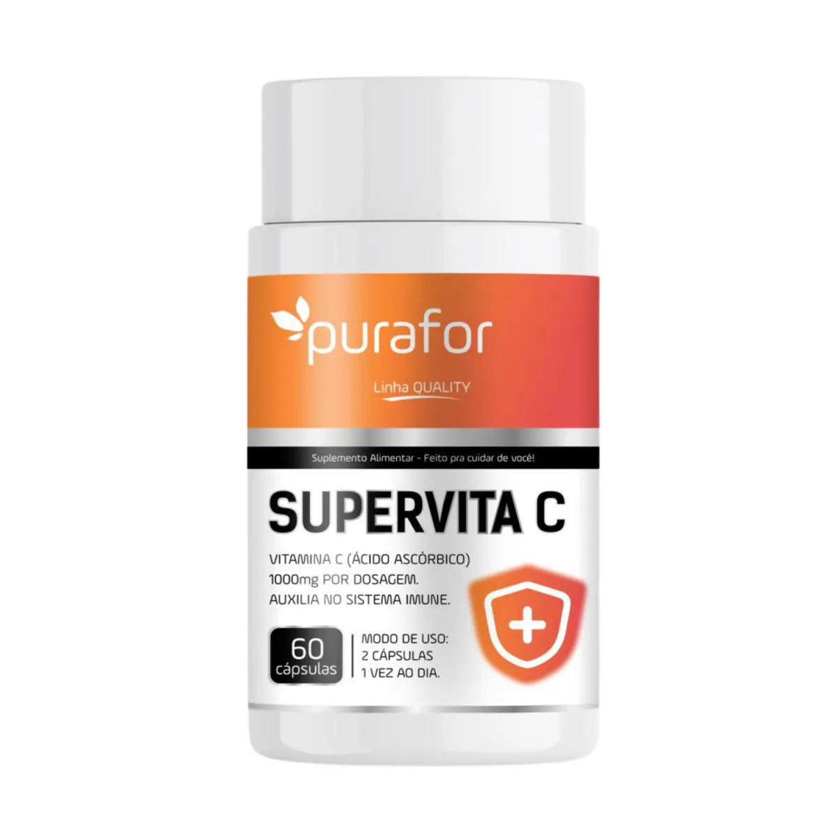 Vitamina C 1000mg L Supervita C Purafor I 60 cápsulas | Imunidade I Antioxidante I Anti - Idade