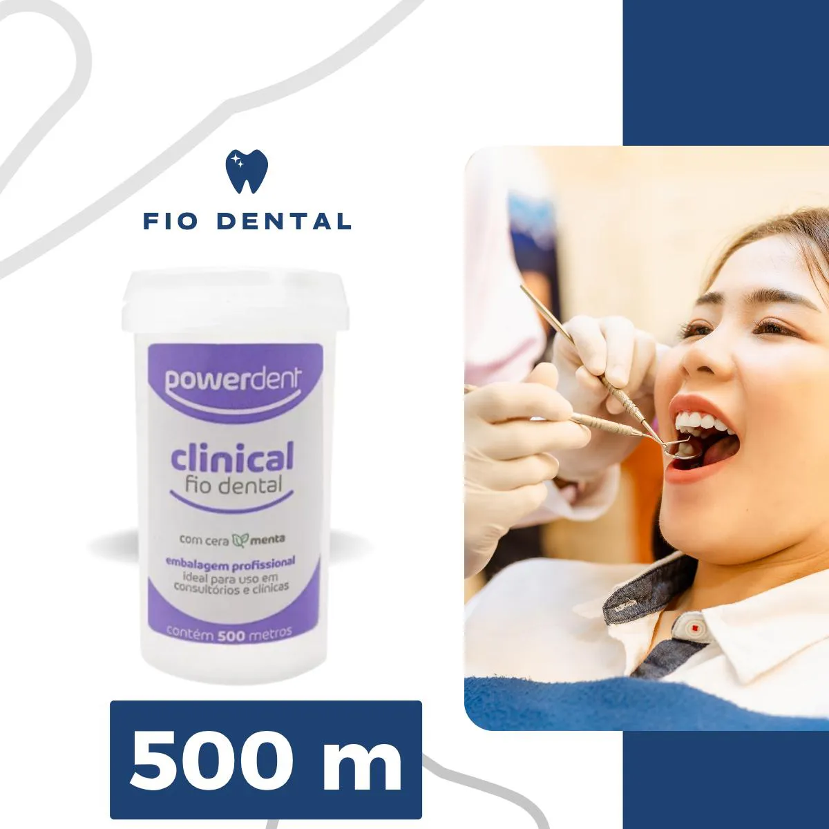 Fio Dental Sabor Menta Clinical 500 M Econômico Powerdent