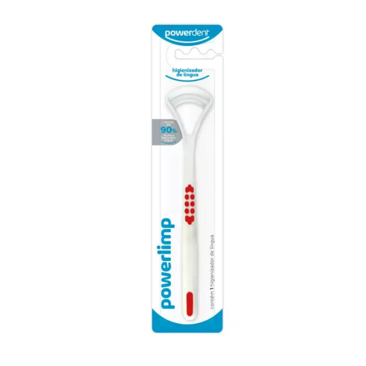 Limpador Raspador de Lingua Powerlimp Higiene Bucal Cores Azul