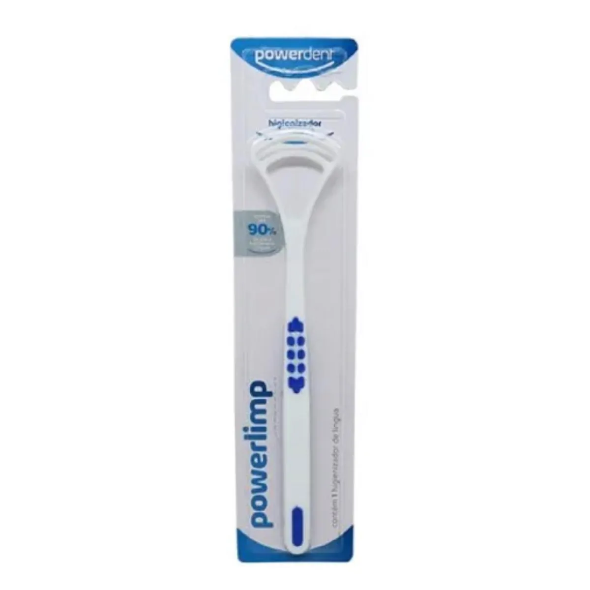Limpador Raspador de Lingua Powerlimp Higiene Bucal Cores Azul