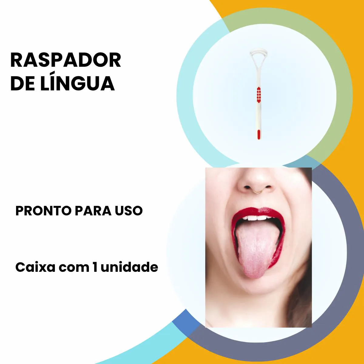 Limpador Raspador de Lingua Powerlimp Higiene Bucal Cores Azul