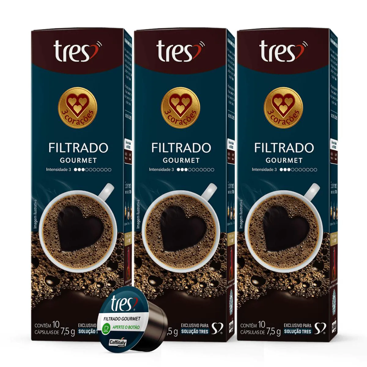 3x cápsula de Café Tres 3 Corações Filtrado Gourmet 10 unidades