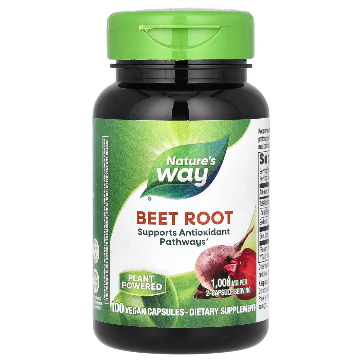 Raiz de Beterraba 1000mg 100 Cápsulas Veganas (500 Mg Por Cápsula) - Nature's Way