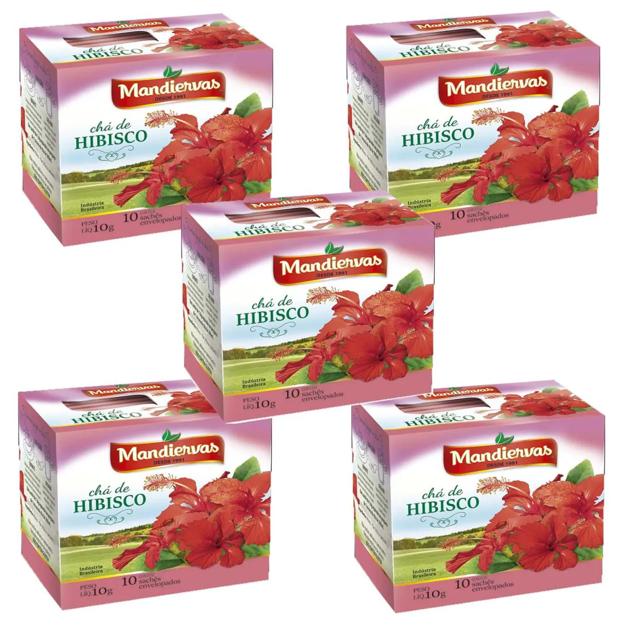 Kit 5 Caixinhas de Chá Hibisco 10 Sachês