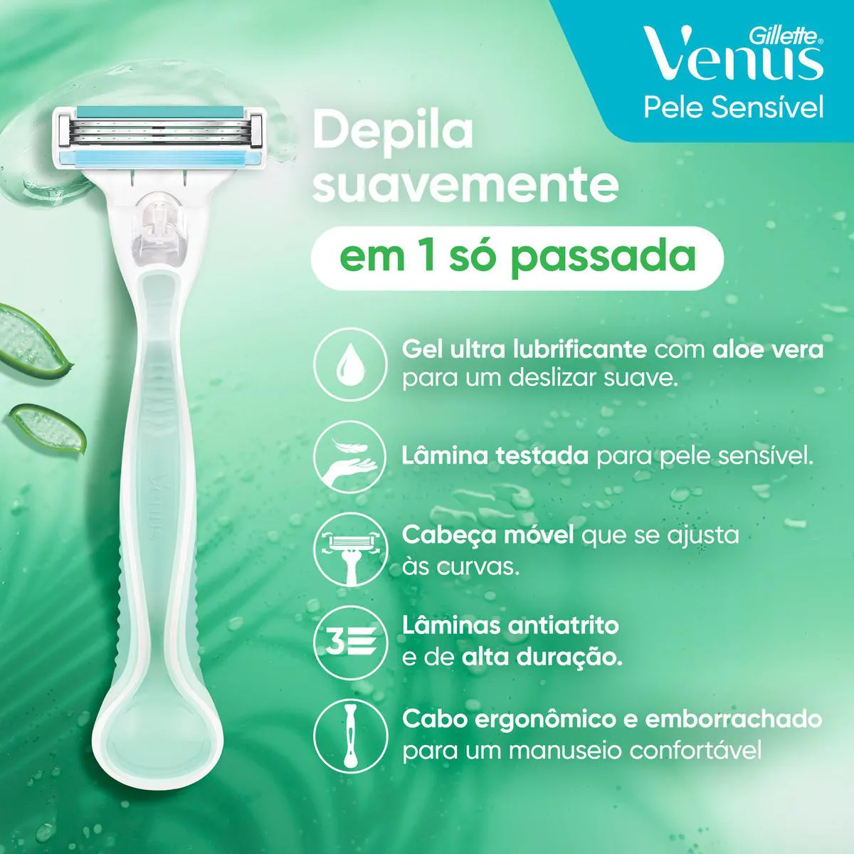 Aparelho de Depilar Gillette Venus Pele Sensível 1 Unidade
