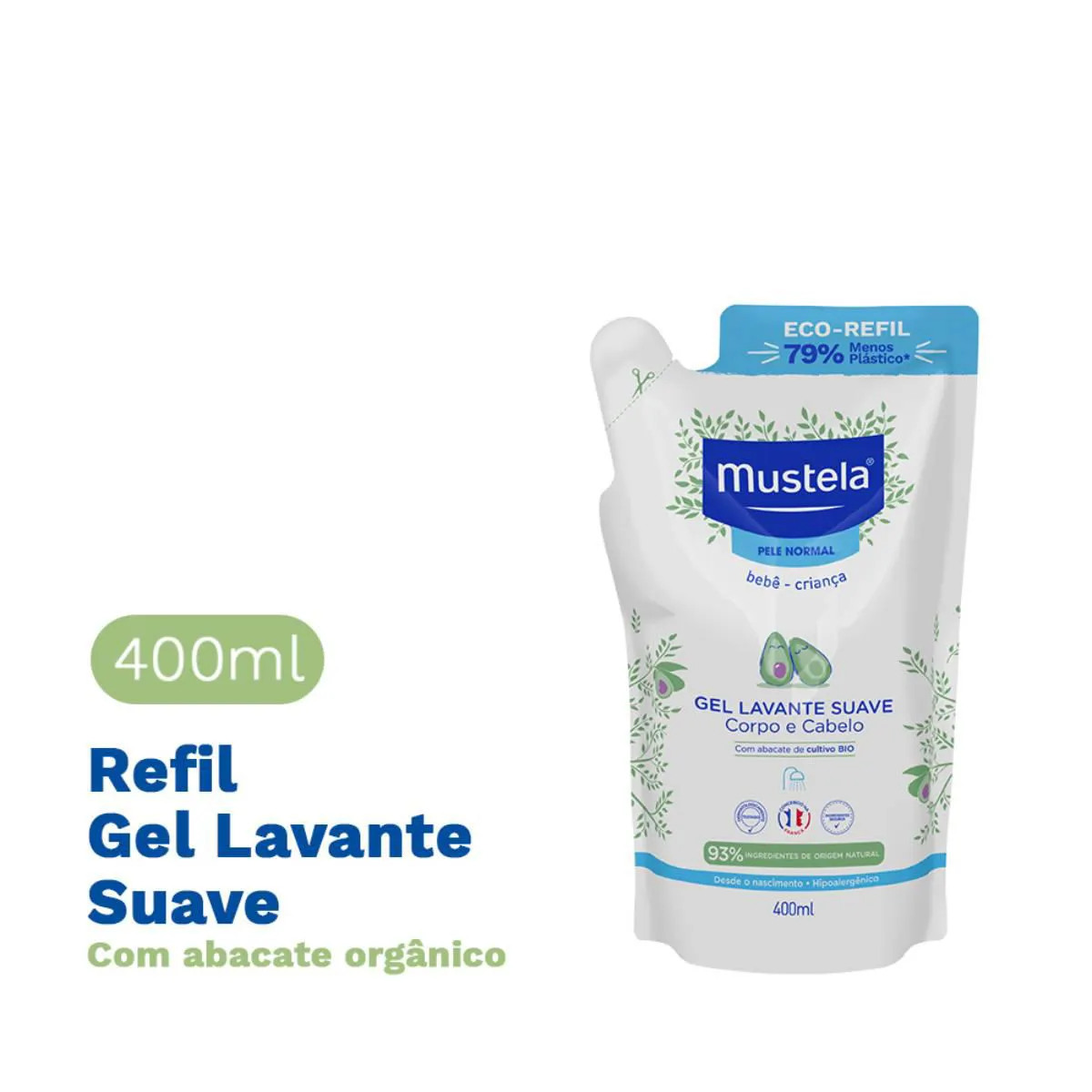 Refil Gel Lavante Suave Mustela Pele Normal 400ml