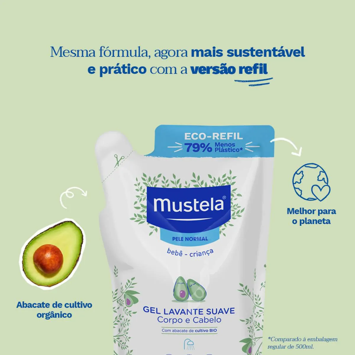 Refil Gel Lavante Suave Mustela Pele Normal 400ml
