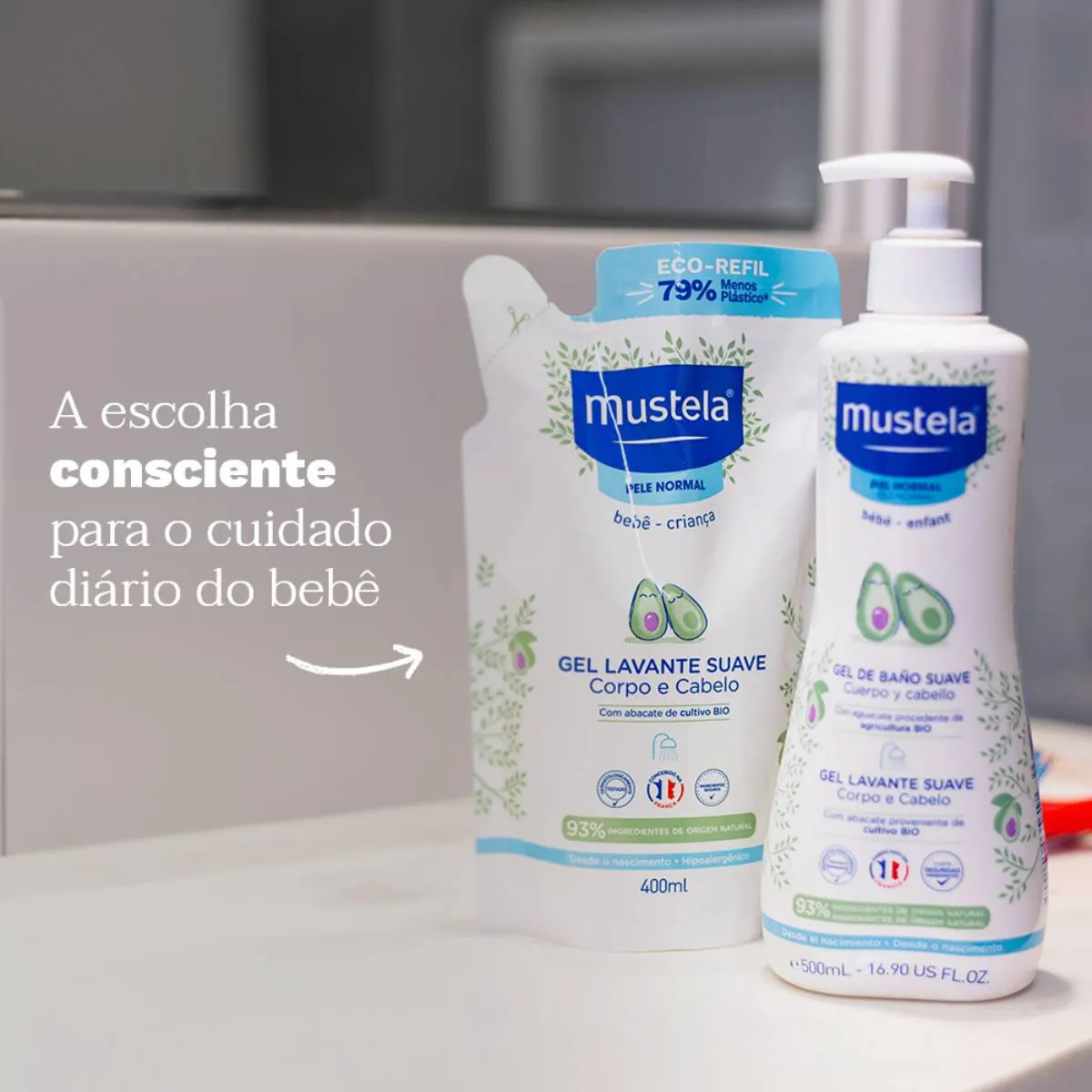 Refil Gel Lavante Suave Mustela Pele Normal 400ml