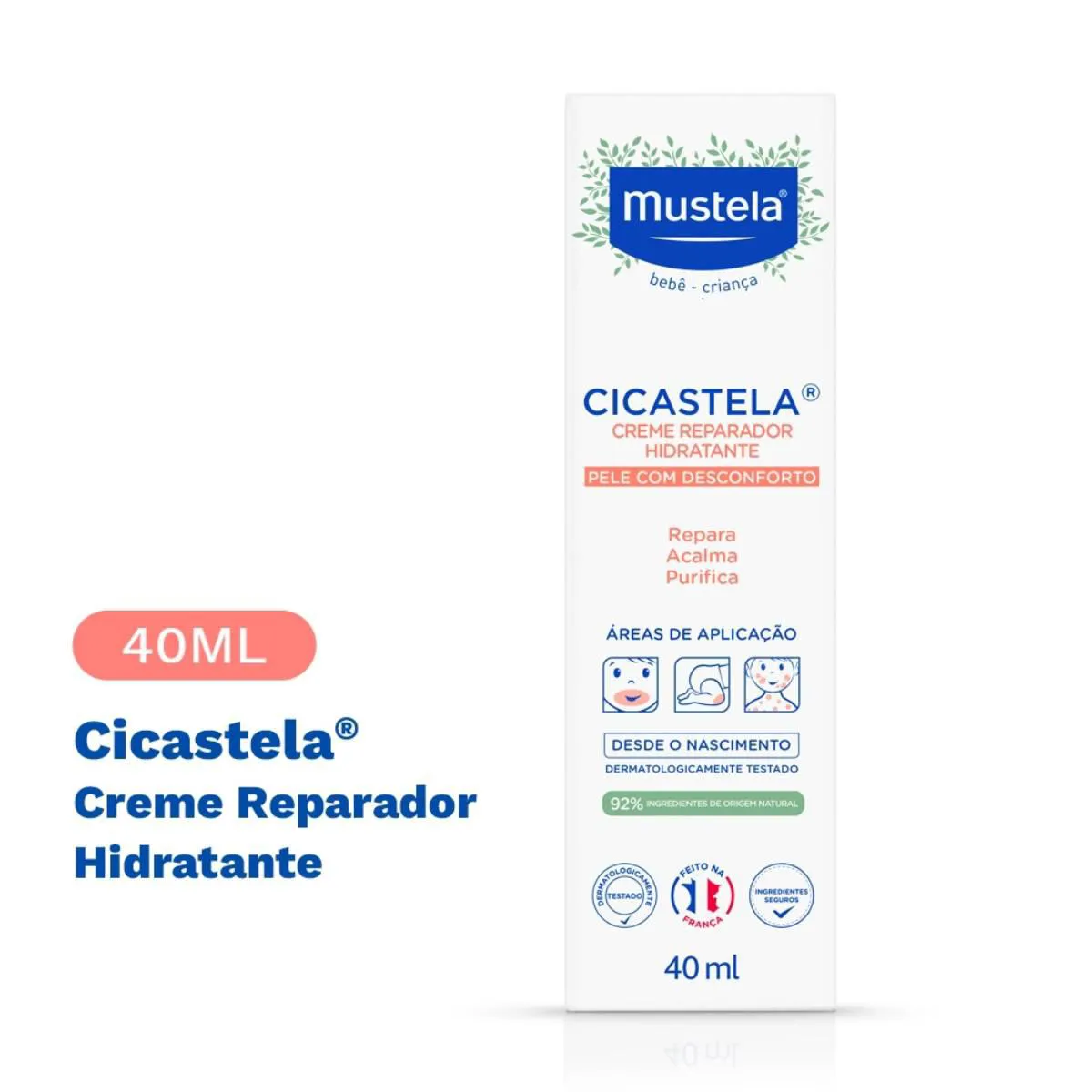 Creme Reparador Hidratante Mustela Bebê Cicastela Pele Sensibilizada com 40ml