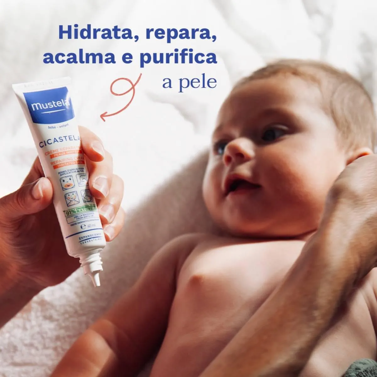 Creme Reparador Hidratante Mustela Bebê Cicastela Pele Sensibilizada com 40ml
