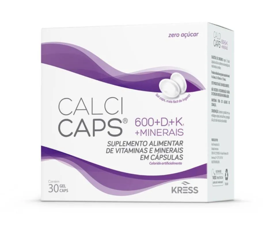 Calci Caps 600 + D + K + Minerais Kress 60Cps
