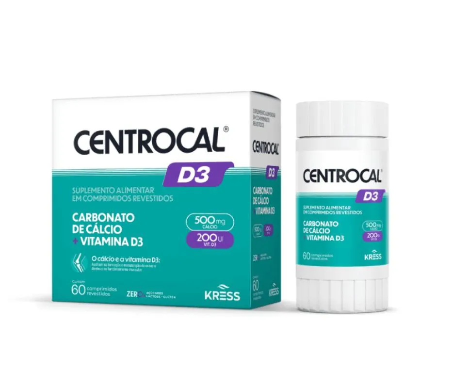 Centrocal D3 Suplemento Alimentar Cálcio + Vitamina D3 Kress 60Cpr