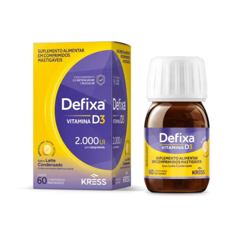 Defixa 2.000Ui Vitamina D3 Kress Sabor Leite Condensado 60Cpr