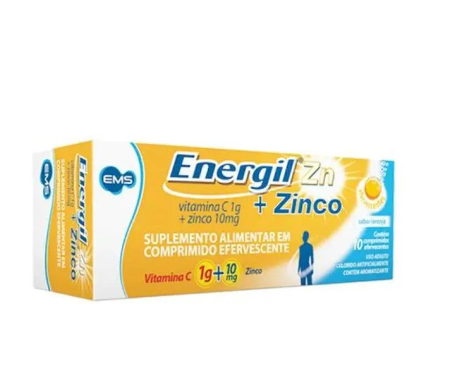 Energil Zn Vitamina C + Zinco Suplemento Alimentar 10Cpr Efervescentes