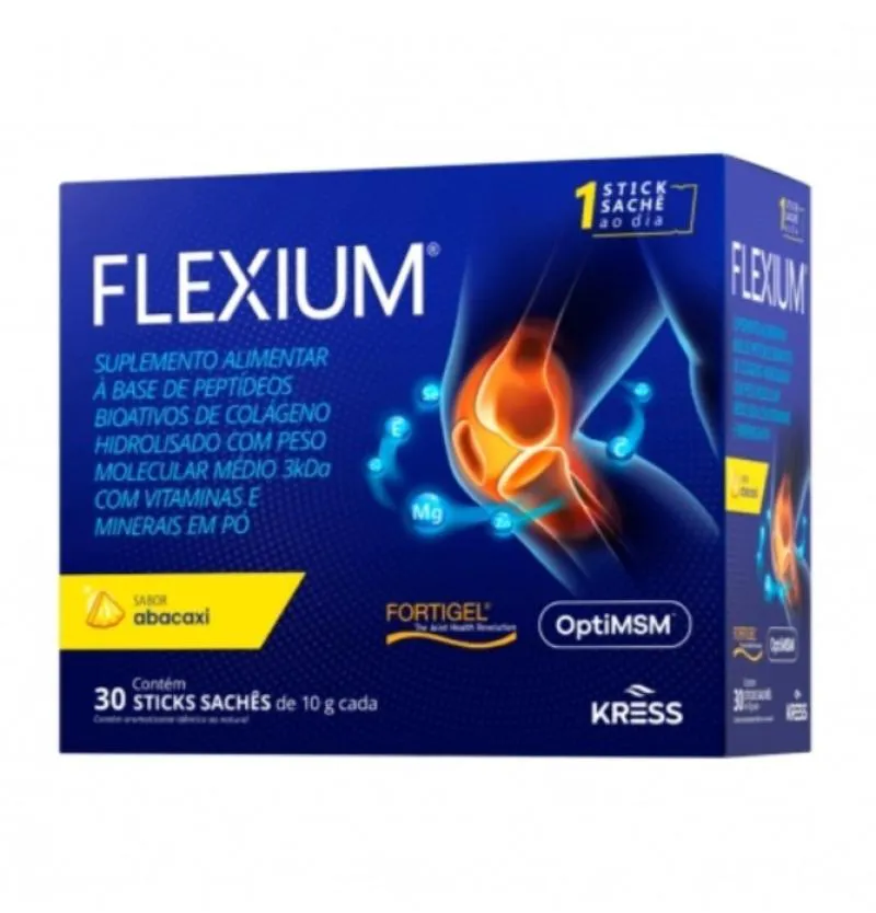 Flexium Suplemento Alimentar Colágeno Kress Abacaxi 30Sachês