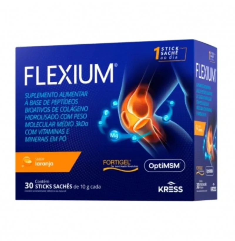 Flexium Suplemento Alimentar Colágeno Kress Laranja 30Sachês