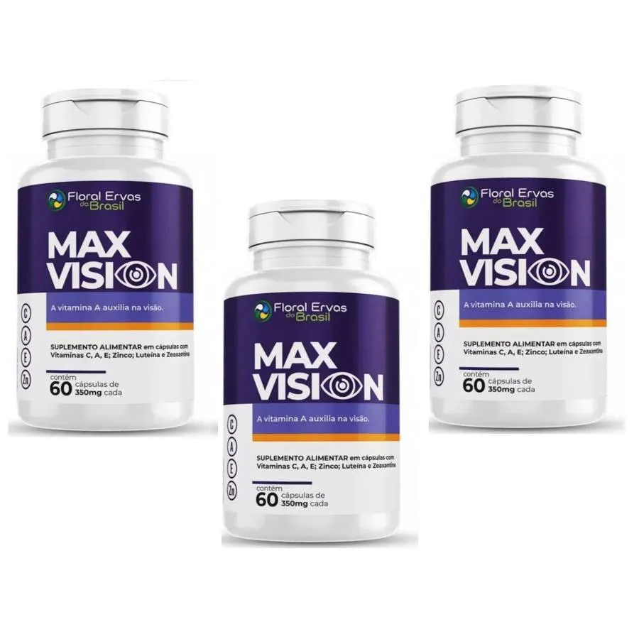 KIT COM 3 MAX VISION LUTEINA E ZEAXANTINA 350MG 60 CáPSULAS - FLORAL ERVAS