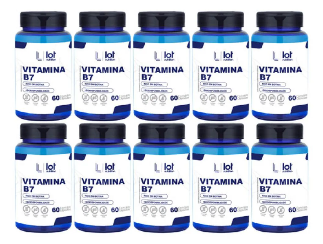 Kit 10un Biotina Colágeno 60 cápsulas sem Sabor