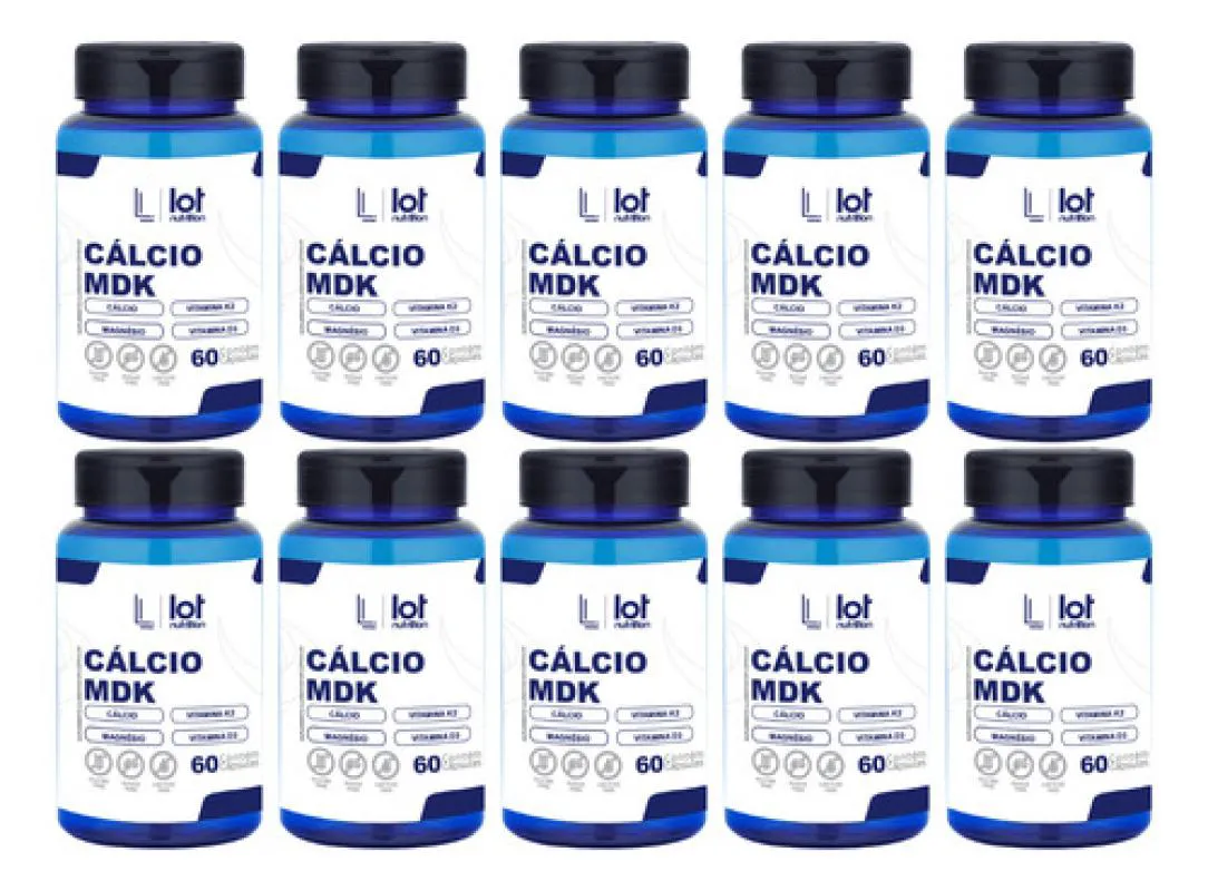 Kit 10un Cálcio Mdk Power 60 cápsulas Completa com Vitamina sem Sabor