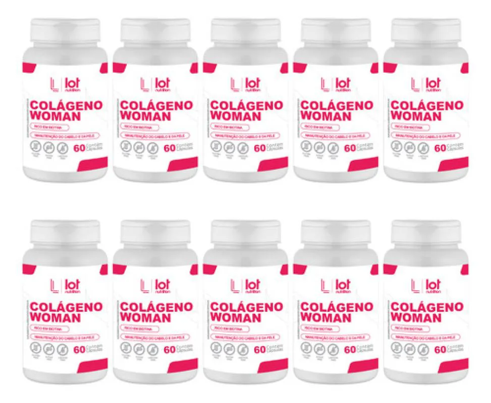 Kit 10un Colágeno Woman 60 cápsulas sem Sabor