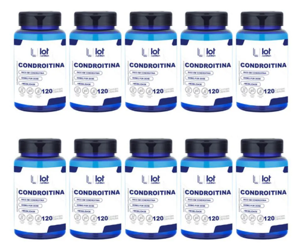 Kit 10un Condroitina 600mg 120 cápsulas sem Sabor