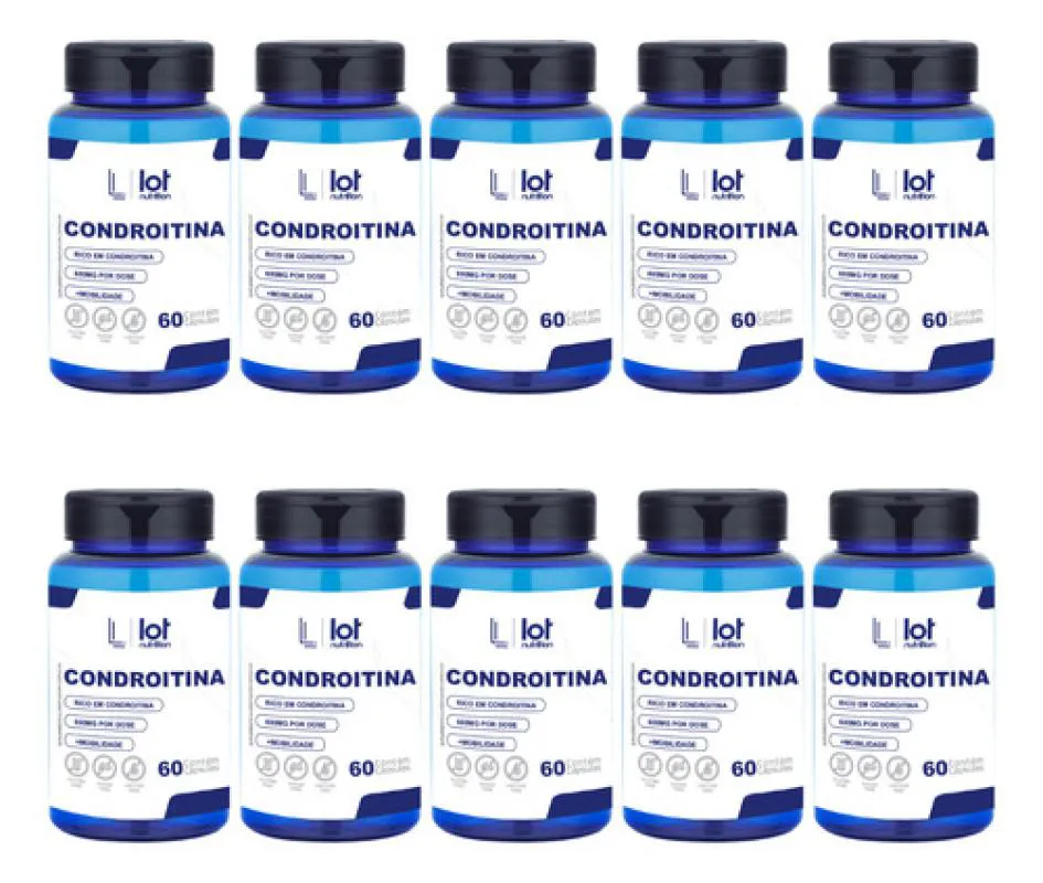 Kit 10un Condroitina 600mg 60 cápsulas sem Sabor