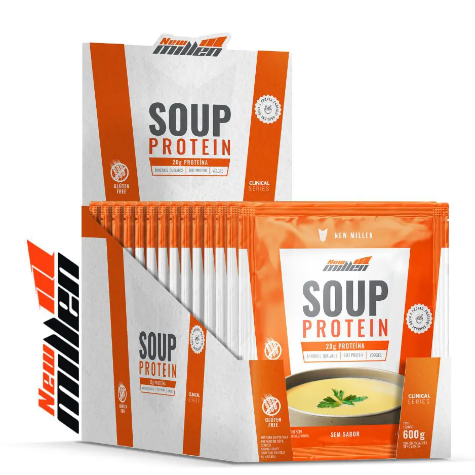 New Millen Caixa 15 Un - Sopa Protein Sache (40g) - Sem Sabor