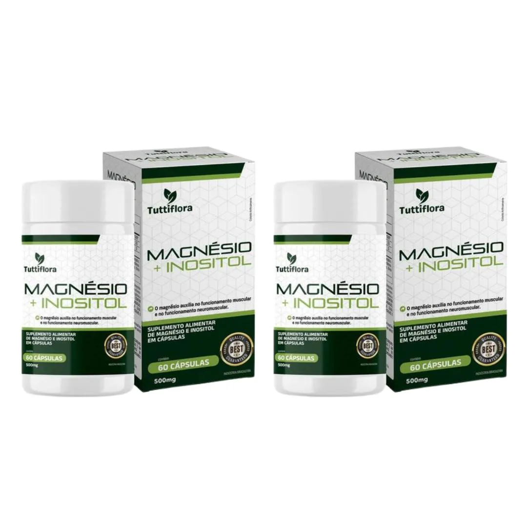 Kit 2x Magnésio e Inositol 60 cápsulas 500mg Tuttiflora