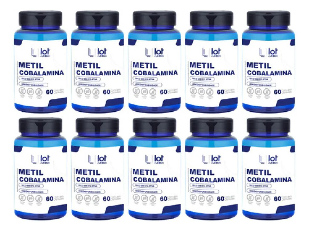 Kit 10un Metilcobalamina 60 cápsulas B12 Prem sem Sabor