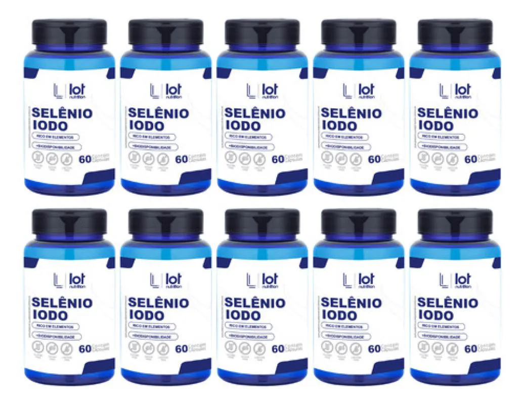 Kit 10un Selênio 300mcg + Iodo 900mcg 60 cápsulas sem Sabor